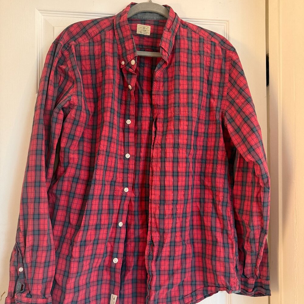 Men’s J.Crew Plaid Button-Down Shirt – Size Large